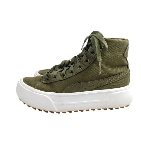 Puma Womens Size 6.5 Platform Green High-Top Sneakers Canvas Upper - Picture 3 of 8